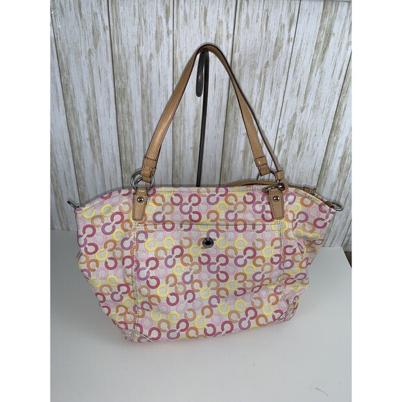 COACH Leah Signature Op Art Muti-color CC Shopper Tote Bag 13142 READ - Picture 4 of 16